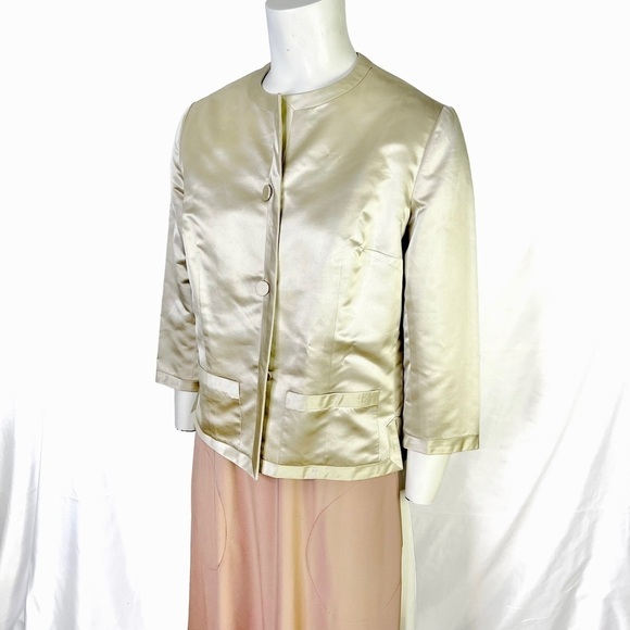 VINTAGE DYNASTY BRITISH CROWN COLONY SILK BLAZER 60s RARE REVERSIBLE IVORY 10 - Picture 5 of 11
